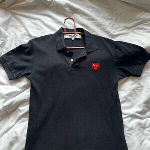 Play Comme Des Garcons Men's Black Polo Shirt Size Small CDG